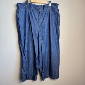 Eloquii Women's‎ 18  Wide Leg Crop Beach Pants Ruffle Waist Blue Festival Casual